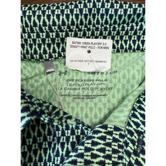 Under Armour Golf Men SMALL Green Playoff 3.0 Density Print Stretch Polo UPF+40 - Picture 3 of 4